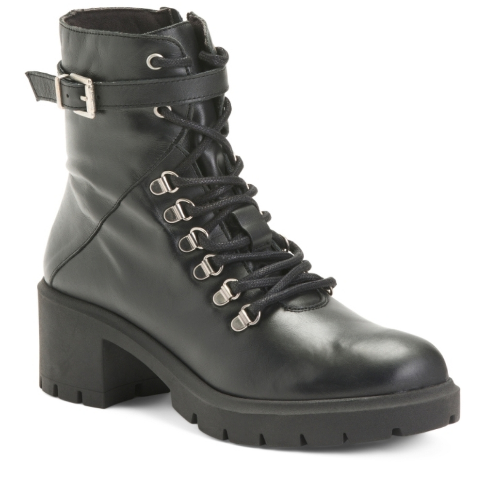 BERTUCHI Made In Spain Laced Up Leather Booties With Buckle